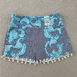 NWT! J.McLaughlin Blue and White Avila Shorts with Pom Trim Sz XS